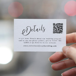 QR CODE eenvoudige elegante scriptgegevens bruilof Informatiekaartje