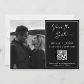 QR-code | Eenvoudige en moderne foto Save the Date Kaart (Voorkant)