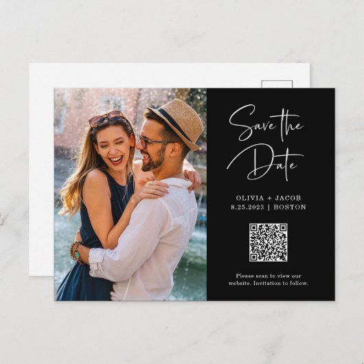 QR-code | Eenvoudige en moderne foto sparen de Dat Briefkaart (Voorkant / Achterkant)