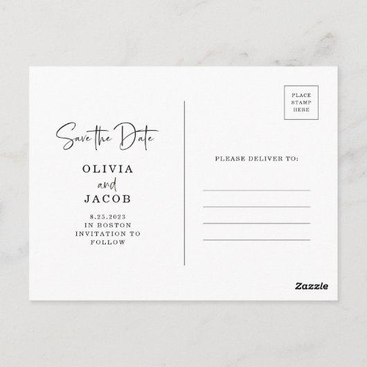 QR-code | Eenvoudige en moderne foto sparen de Dat Briefkaart (Achterkant)