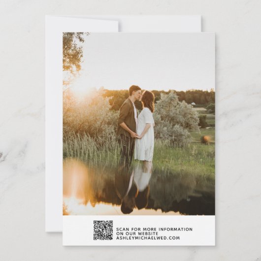QR Code Eenvoudige Foto Bruiloft Website Save The Date (Achterkant)
