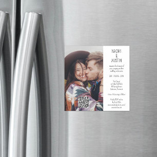 QR Code Eenvoudige foto Unieke alles-in-één bruilo Magnetische Uitnodiging