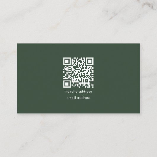 QR Code Eenvoudige Minimale Groene Moderne Zaken L Visitekaartje (Achterkant)