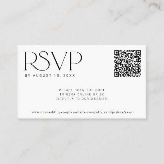 QR code eenvoudige moderne bruiloft website ONLINE Informatiekaartje (Voorkant)