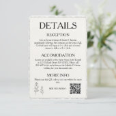 QR Code Eenvoudige Moderne Faux Deckled Edge Weddi Informatiekaartje (Staand voorkant)
