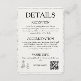 QR Code Eenvoudige Moderne Faux Deckled Edge Weddi Informatiekaartje