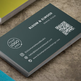 QR Code Eenvoudige Moderne Minimale Groene Logo Visitekaartje