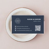 QR Code Eenvoudige Moderne Minimale Marineblauw Lo Visitekaartje