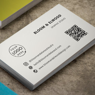 QR Code Eenvoudige Moderne Minimale Neutrale Logo Visitekaartje