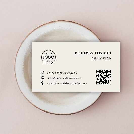 QR Code Eenvoudige Moderne Minimale Neutrale Logo Visitekaartje