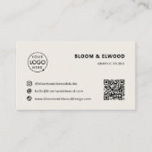 QR Code Eenvoudige Moderne Minimale Neutrale Logo Visitekaartje (Voorkant)