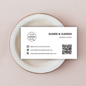 QR Code Eenvoudige Moderne Minimale Witte Logo Visitekaartje