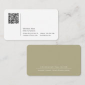 QR-code Eenvoudige moderne Sage Green Professional Visitekaartje (Voorkant / Achterkant)