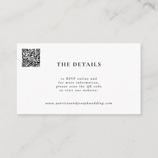 QR CODE eenvoudige moderne trouwwebsite Informatiekaartje (Voorkant)