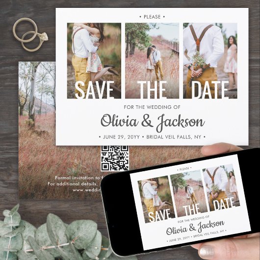 QR Code Eenvoudige Moderne Typografie 4 Foto Bruil Save The Date