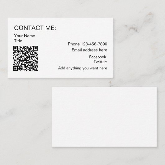 QR-code Eenvoudige promotionele zakelijke contact  Contactkaartje (Voorkant / Achterkant)