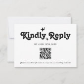 QR-code Eenvoudige retro bruiloft RSVP Kaartje (Voorkant)