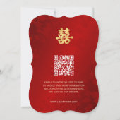 QR-code | Eenvoudige Rode Gouden Chinese Huwelijk Kaart (Achterkant)