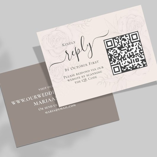 QR Code Eenvoudige RSVP Online Elegante Blozen Blo Informatiekaartje