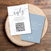 QR Code Eenvoudige RSVP Online Stoffig Blauw Bloem Informatiekaartje