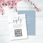 QR Code Eenvoudige RSVP Online Stoffig Blauw Bloem Informatiekaartje