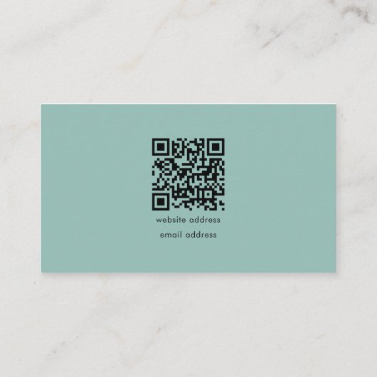 QR Code Eenvoudige Sage Groene Moderne Zaken Logo Visitekaartje (Achterkant)