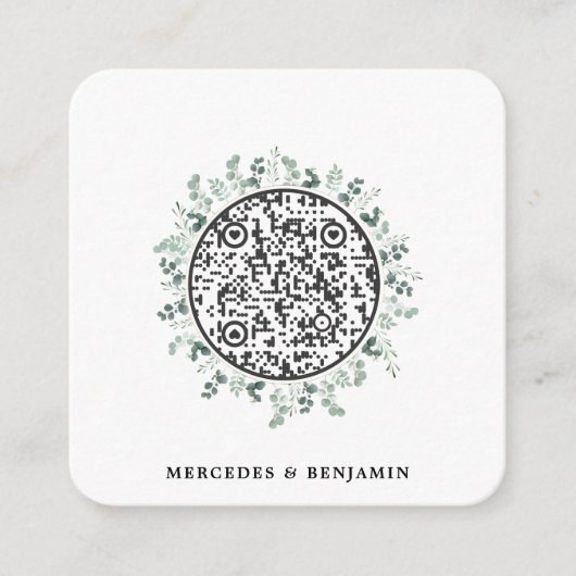 QR-code Eenvoudige uitnodiging voor het huwelijk m Informatiekaartje (Voorkant)