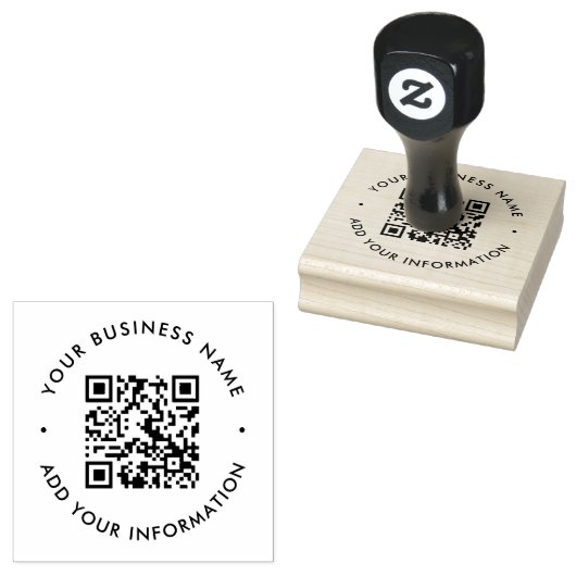 QR-code | Eenvoudige zakenronde met een modern min Rubberstempel (Gestempeld)