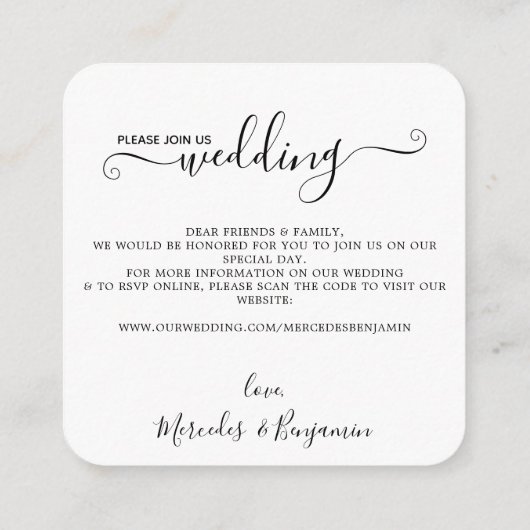 QR-code Eenvoudige Zonnebloem Trouw Uitnodiging Informatiekaartje (Achterkant)