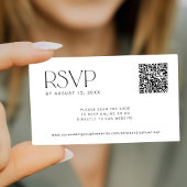 QR code eenvoudige zwart-wit bruiloft ONLINE RSVP Informatiekaartje