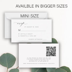 QR code eenvoudige zwart-wit bruiloft RSVP Notitiekaartje
