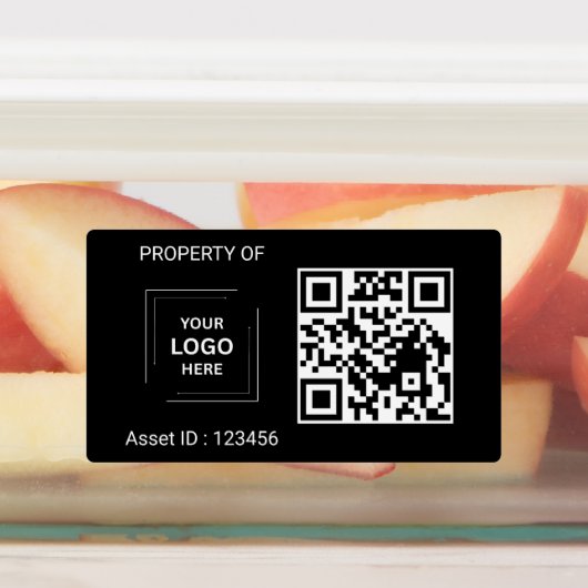 QR-code eigendom label zwart ontwerp (Aangebracht)