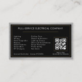 QR Code Electrician Electrical Contractor Metal Visitekaartje (Achterkant)