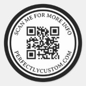 QR-code elegant aangepaste tekst zwart met dubbele Ronde Sticker (Voorkant)