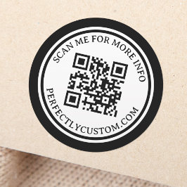 QR-code elegant aangepaste tekst zwart met dubbele Ronde Sticker