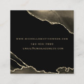 QR-code Elegant Black Gold Agate Social Media Vierkante Visitekaartje (Achterkant)