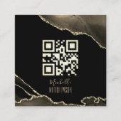 QR-code Elegant Black Gold Agate Social Media Vierkante Visitekaartje (Voorkant)