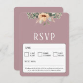 QR Code elegant bloemenroze RSVP Kaartje (Voorkant / Achterkant)