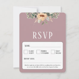 QR Code elegant bloemenroze RSVP Kaartje