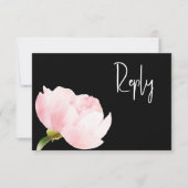 QR-code Elegant Blush Pink Black Floral RSVP Kaartje (Voorkant)