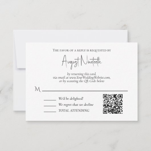 QR-code Elegant Blush Pink Black Floral RSVP Kaartje (Achterkant)