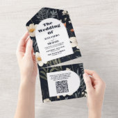 QR Code Elegant Boho Wildflower Bruiloft All In One Uitnodiging (Afscheurbaar)
