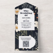 QR Code Elegant Boho Wildflower Bruiloft All In One Uitnodiging (Binnen)