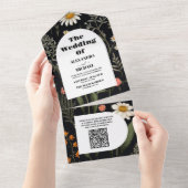 QR Code Elegant Boho Wildflower Bruiloft All In One Uitnodiging (Afscheurbaar)
