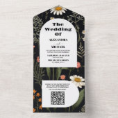 QR Code Elegant Boho Wildflower Bruiloft All In One Uitnodiging (Binnen)
