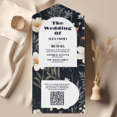 QR Code Elegant Boho Wildflower Bruiloft All In One Uitnodiging