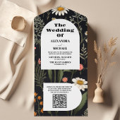 QR Code Elegant Boho Wildflower Bruiloft All In One Uitnodiging