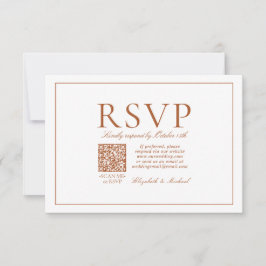 QR Code Elegant Burnt Oranje Klassiek Manuscript RSVP Kaartje