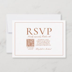 QR Code Elegant Burnt Oranje Klassiek Manuscript RSVP Kaartje