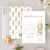 QR Code Elegant Champagne Chic Bow Bridal Luncheon Kaart